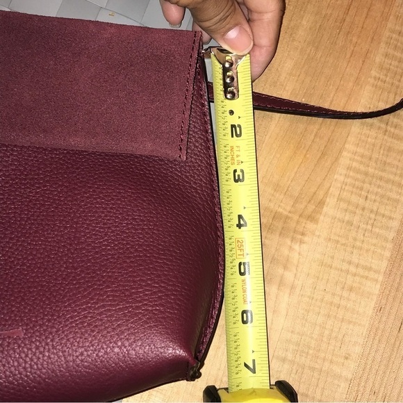 Street Level Leather Trim Cross Body Envelope Style Burgundy Tassels - Picture 8 of 9